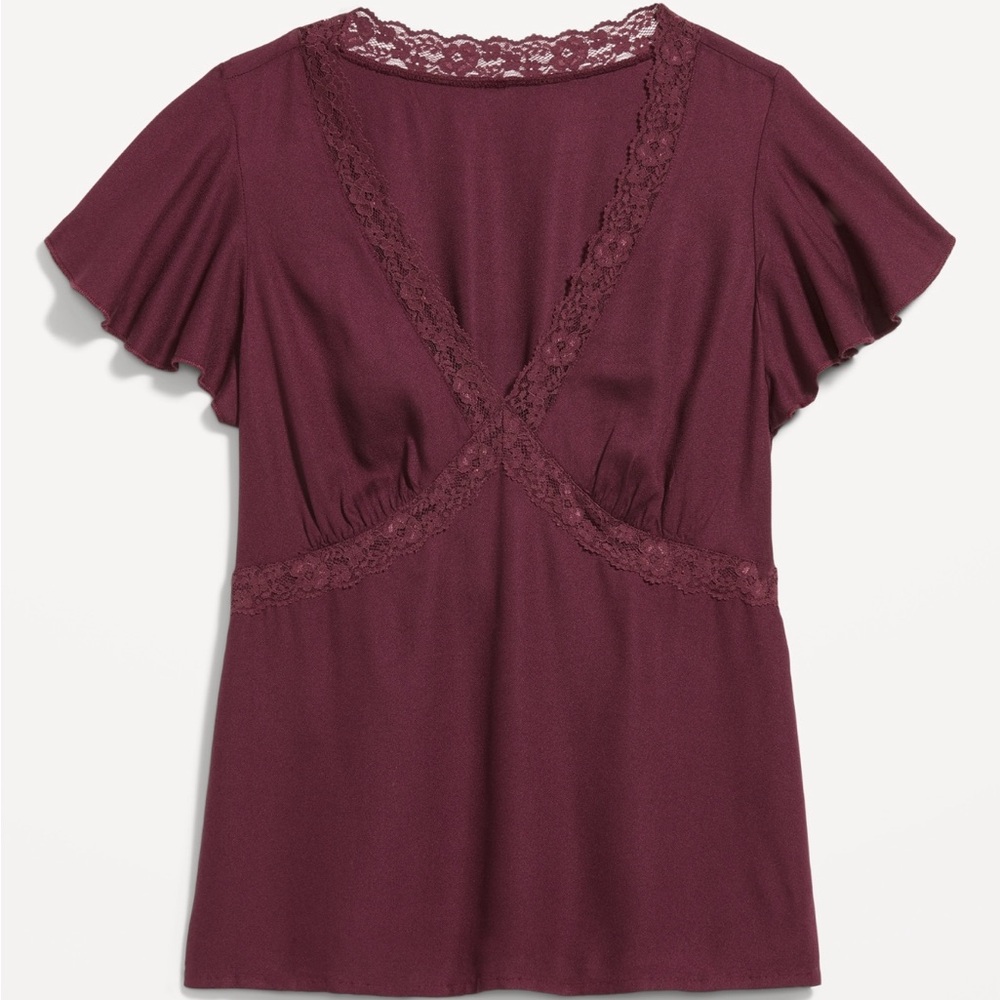 Old Navy Lace-Trim V-Neck Crepe Top